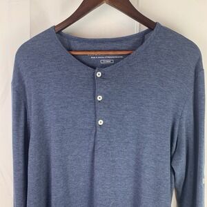 Mizzen + Main Shirt Easyknit Henley Navy‎ Blue Heather Soft Fabric XL Roll Tab